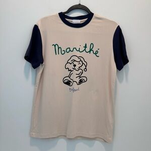 Tops  Cream and Blue Short Sleeve T-Shirt